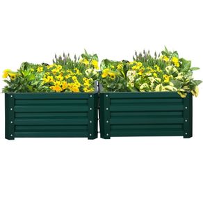 Set of Two 60 x 60cm Steel Planter Boxes - Green