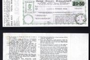 1980 Ireland 50p irish Postal Order for 50p serial Number 07K146076 with Cloth Liath (Greystone, Co. Wicklow) Steel cancel with counterfoil