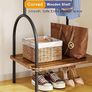 Clothes Rail, Hall Tree, Freestanding Coat Rack with Wooden Storage Shelf, 4 Hooks, Compact Clothes Organiser Garment Stand for Home Hallway Bedroom W51xD39xH157cm Image 6