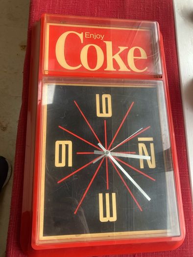 Coca Cola Clock upgraded to quartz movement 53.5 x 33.5 cm
