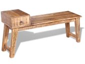 Bench with Drawer Solid Mango Wood 120x36x60 cm