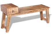 Bench with Drawer Solid Mango Wood 120x36x60 cm