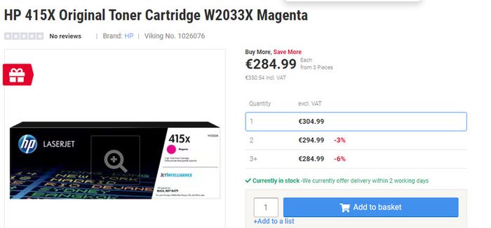 HP toner 415X Magenta