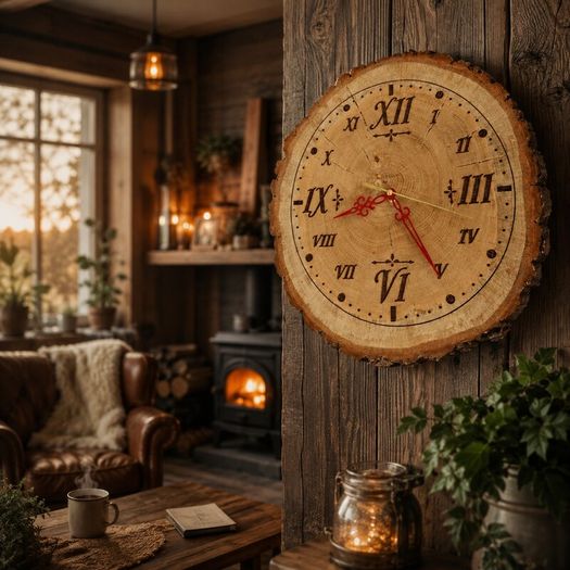 Large Handmade Wooden Wall Clock One of a Kind