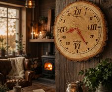 Large Handmade Wooden Wall Clock One of a Kind
