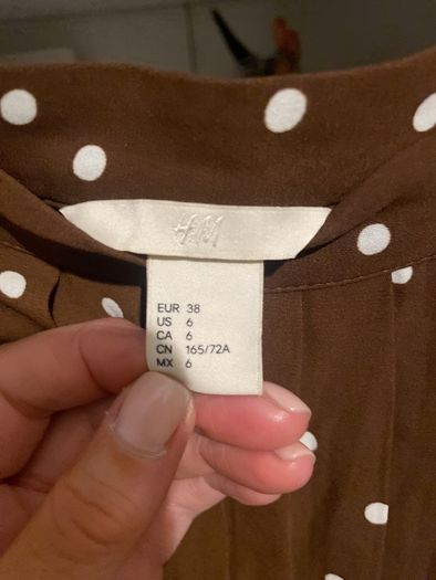 H&M premium chocolate brown &white spot pleat skirt