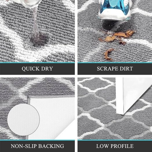MULTIPLE SIZES AVAILABLE Hallway Runner Grey 50 x 150 cm Runner Rug for Hallway Non Slip Washable Kitchen Runner Rug Door Runner Absorbent Carpet Runners Hallway Runner Rug for Entryway
