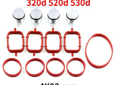 4Pcs Car Set Swirl Flap Bungs 22mm Diesel Metal bungs with intake manifold gaskets kit For BMW M47 E46 320d 330d 520d 525d K7C4