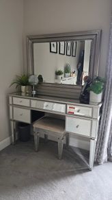 Mirrored Makeup Table and Chair