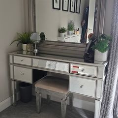 Mirrored Makeup Table and Chair