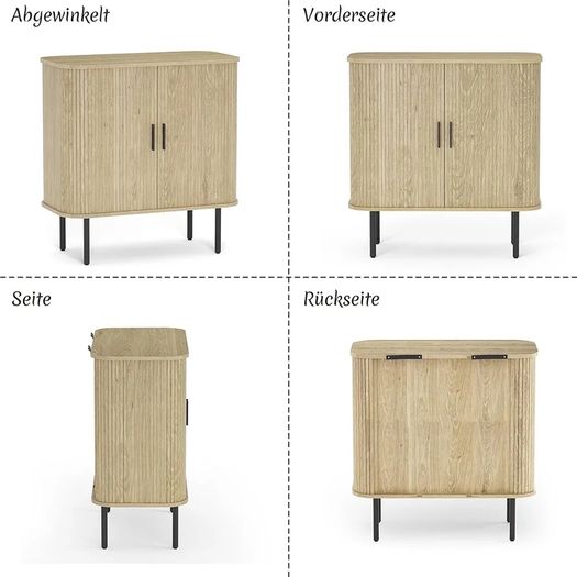 Sideboard, Buffet Storage Cabinet for Living Room, Kitchen Cupboard with Tambour Sliding Door, Storage Unit for Modern Home Dinning Room,Nature