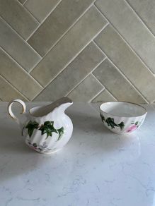 Vintage Allyn Nelson Creamer Jug & Sugar Bowl Set Fine Bone China