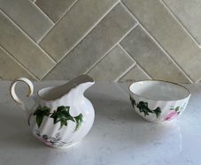 Vintage Allyn Nelson Creamer Jug & Sugar Bowl Set Fine Bone China