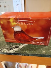 Cashel Living Decorative RedRobin Glass Art