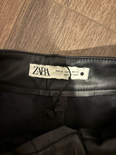 Zara black faux leather trousers size 6