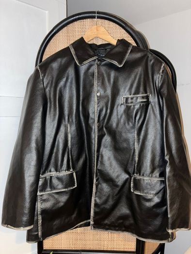 Heavy Distressed Faux Leather Jacket
