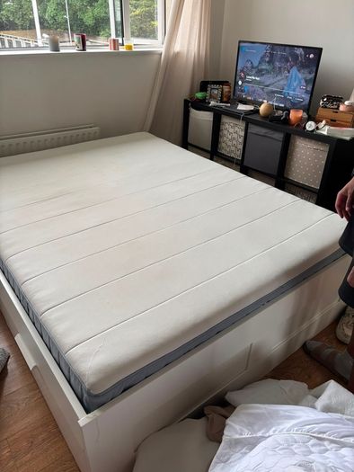 IKEA BRIMNES Bed Frame with Storage  Headboard  White King Size