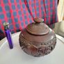 vintage  hand carved ebony wood spice bowl. Image 4