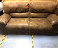 Brown Leather Two-Seater Sofa