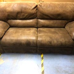Brown Leather Two-Seater Sofa