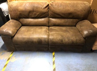 Brown Leather Two-Seater Sofa