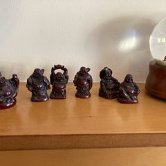 6 small buddha ceramic figures