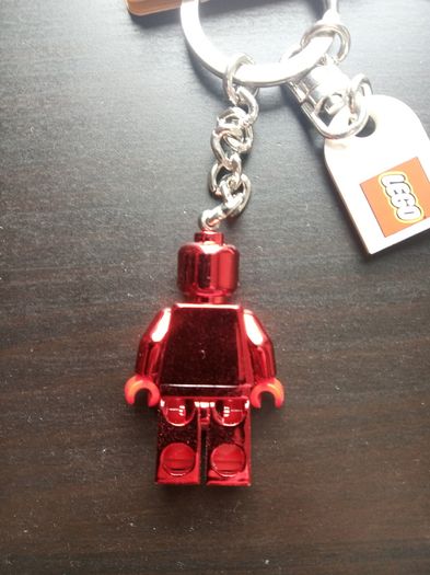LegoVIP Chrome Red Minifigure Key Chain with Lego Logo Tile