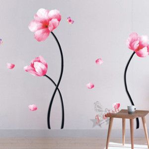 Pink Paeony Flowers Home Decor Mural Art Decal DIY Wall Stickers