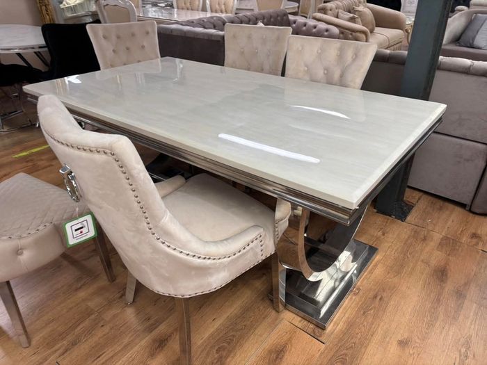 Marble Kitchen Dining Table With 6 Chairs