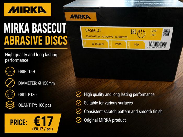 MIRKA BASECUT Abrasive Discs P180- 150mm - 100pcs