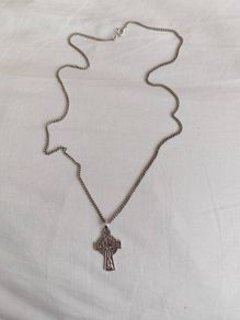 silver chain and  Celtic cross