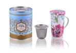 Large Tea Mug with Infuser White Flowers 350ml
