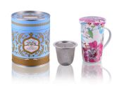 Large Tea Mug with Infuser White Flowers 350ml