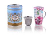 Large Tea Mug with Infuser White Flowers 350ml