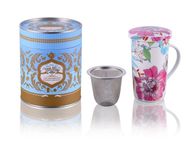 main image for ad Large Tea Mug with Infuser White Flowers 350ml