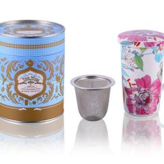 Large Tea Mug with Infuser White Flowers 350ml
