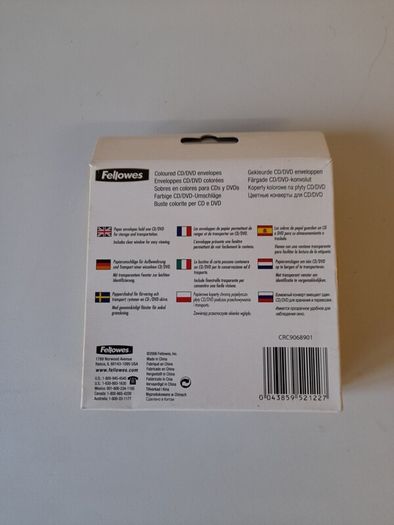 Fellowes Coloured CD DVD Envelopes New 50 pack