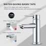 Basin Mixer Taps with Pop Up Waste Slotted Bathroom Sink Tap Mixers Washroom Cloakroom Taps Single Lever Chrome Stainless Steel with G1/2 Hoses Round 1 Hole Image 3