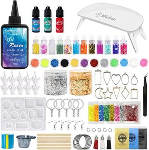 UV Resin Kit with Light, Super Crystal Clear Hard Resin Sunlight Curing UV Resin Starter Kit for Jewelry, Doming, Coating, and Casting, DIY Craft (FREE POSTAGE)