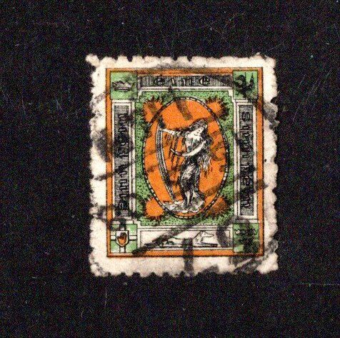 1907-16 Ireland Sinn Fein Label Female with Harp Broad Crown used with cds cancel