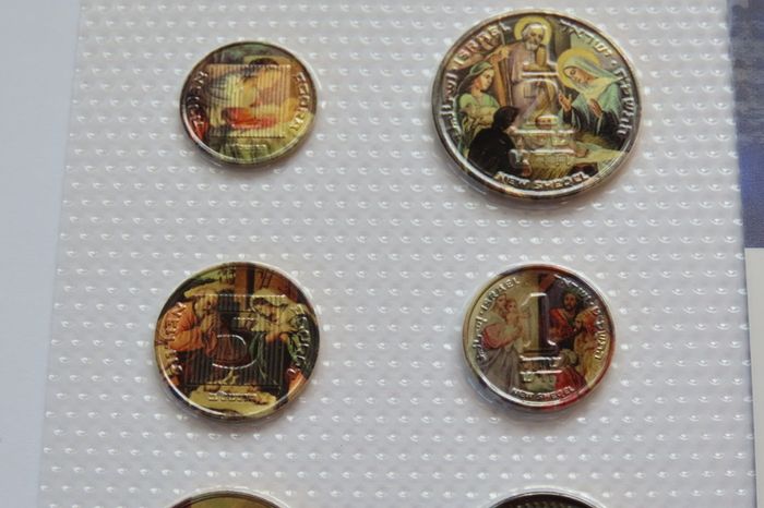 Birth of Jesus Christian Nativity Christmas on Israel coins set