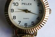 Ladies Easy Read Watch Pelex, Gold Expander Bracelet &amp; Gold Easy Read Dial New Battery