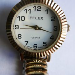 Ladies Easy Read Watch Pelex, Gold Expander Bracelet & Gold Easy Read Dial New Battery