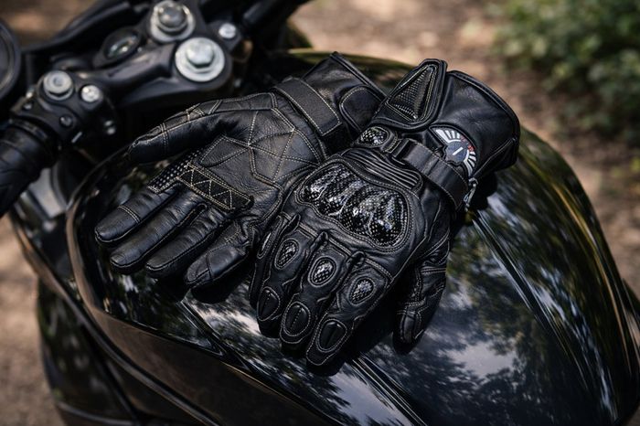 Premium Black Leather Motorcycle Riding Gloves