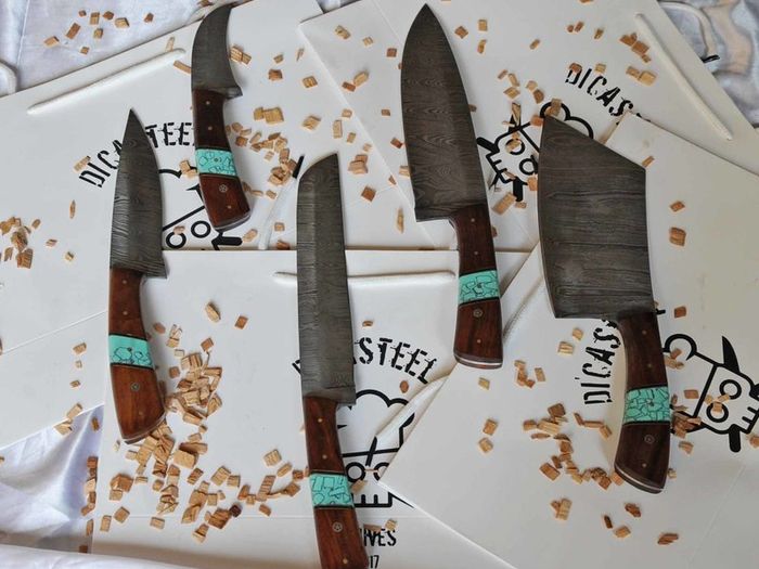 Handmade Damascus Set Knives 5 pcs