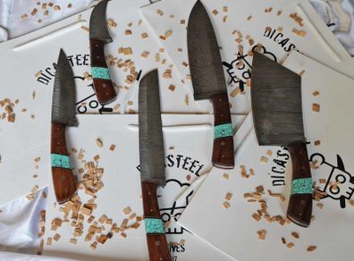 Handmade Damascus Set Knives 5 pcs