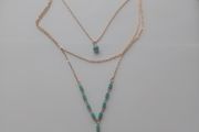 Gold Tone Layered Turquoise Bead Necklace