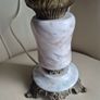 Mid Century Vintage Retro Marble gold ornate metal lamp base Image 3