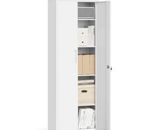 Multi-Purpose Metal Cabinet Adjustable Shelves Grey White
