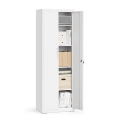 Multi-Purpose Metal Cabinet Adjustable Shelves Grey White
